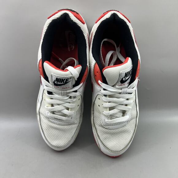 Nike Air Max 90 Running Shoes Men Size 9.5 White Red Comfort Low Top Sneakers - Picture 5 of 10
